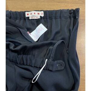 Marni Pants Women S-M  Black Dressy Expensive Designer Flared Elastic Waist Zip